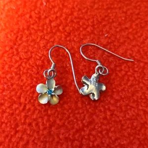 Sterling silver earrings,  Hawaiian Plumeria style.